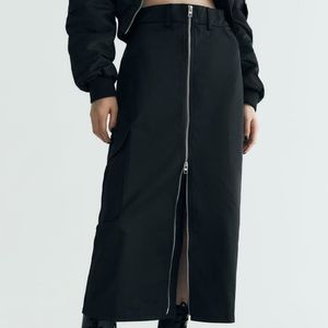 Zara nylon midi skirt with zipper